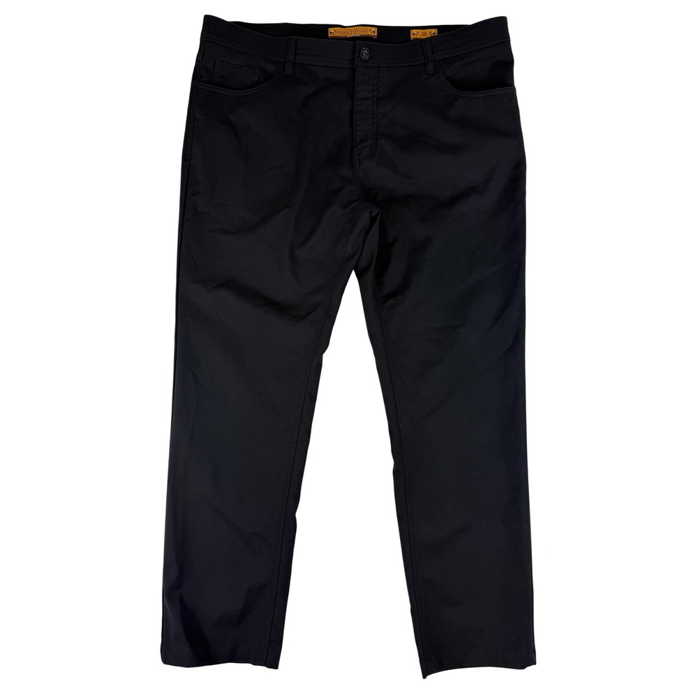 Enzo Tovare Chino Pants Mens 38 Black Stretch Cotton Straight Leg Five Pocket